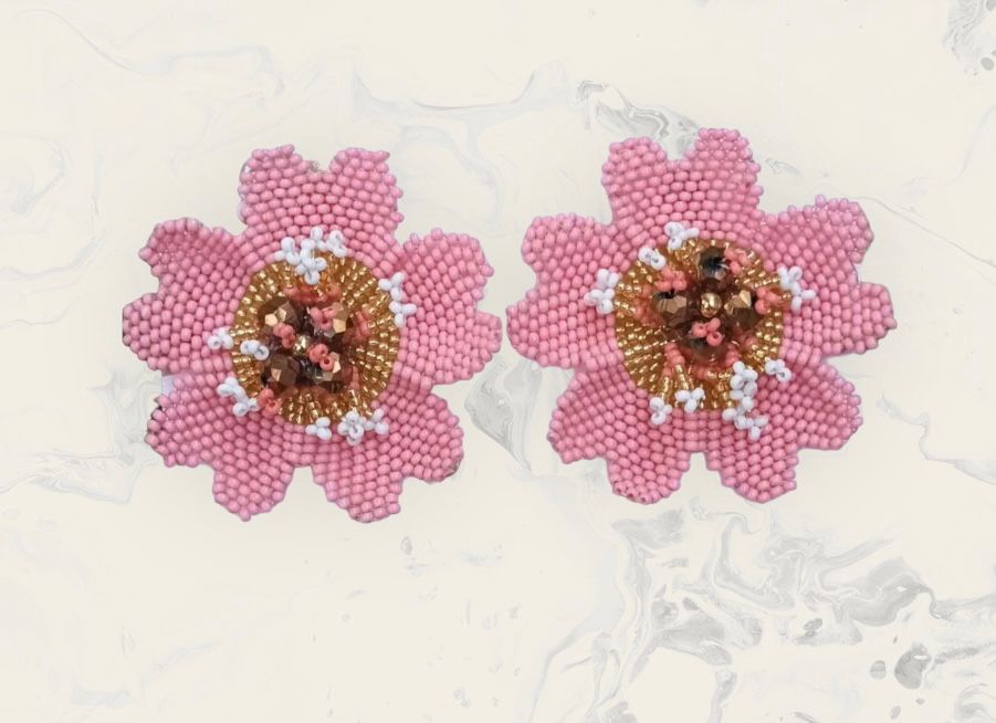 Pink Flower Earings