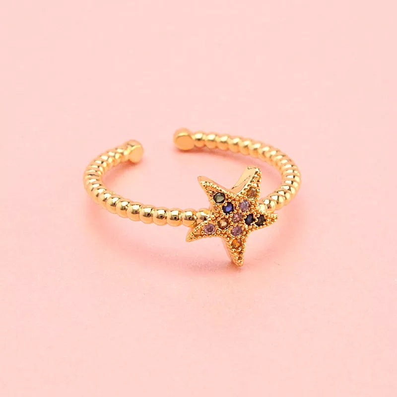 Anillo ajustable de estrella de mar