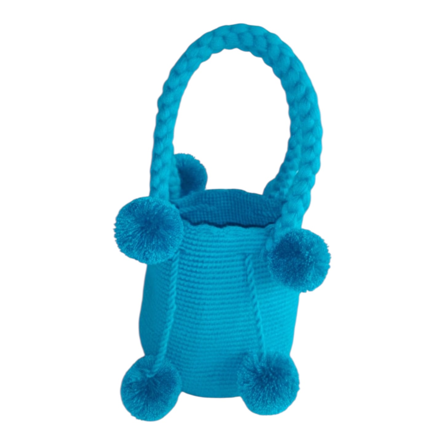 Light Blue Mini Pom Poms Wayuu Bag