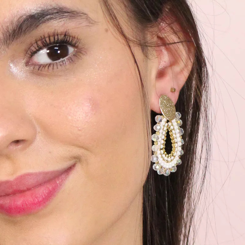 White Mini Mandala Earrings