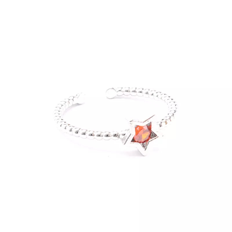 Bague ajustable en forme d'étoile argentée