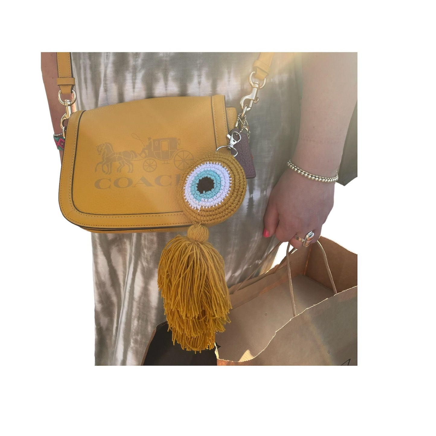 Blue Evil Eye Keychain - Tassel