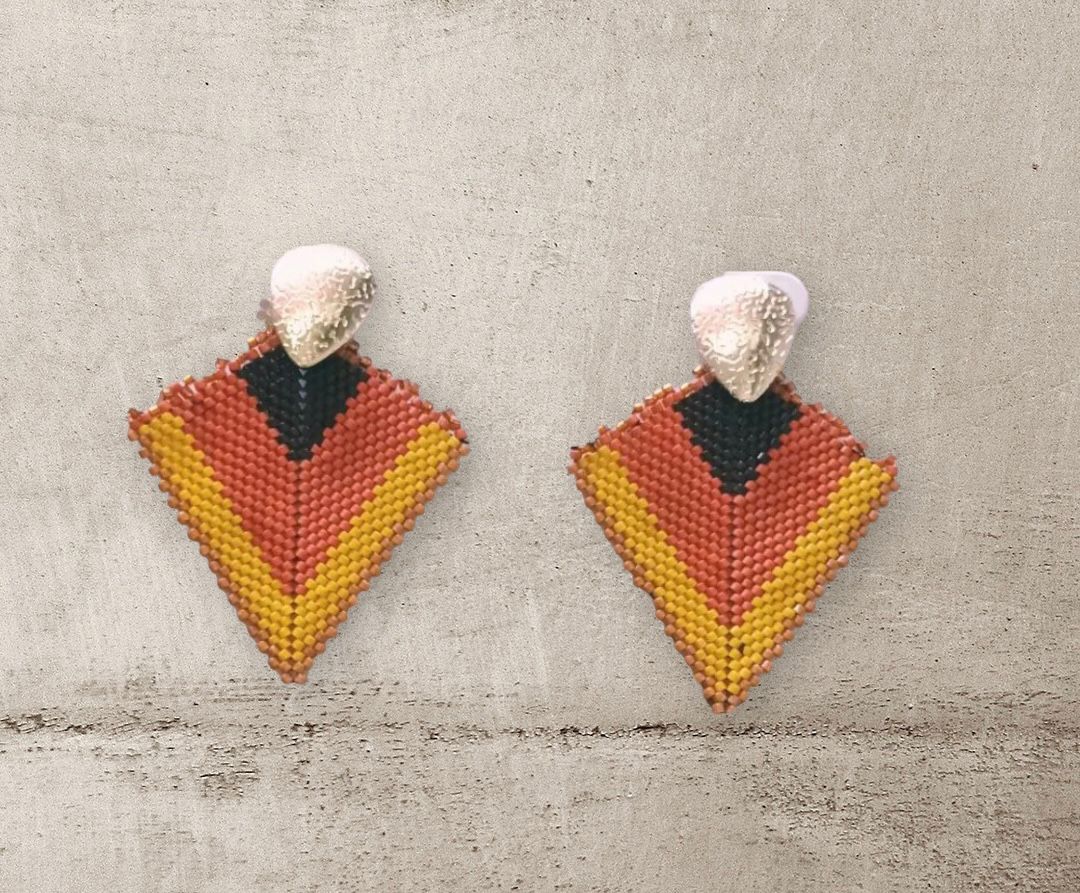 Orange Triangle Earings