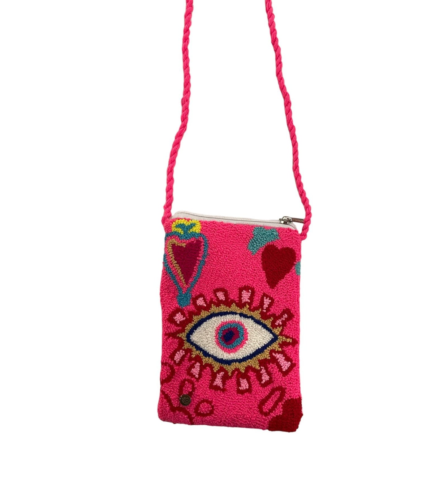 Pink Evil Eye Wayuu Phone Holder