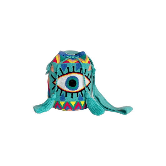 Turquoise Evil Eye Wayuu Bag
