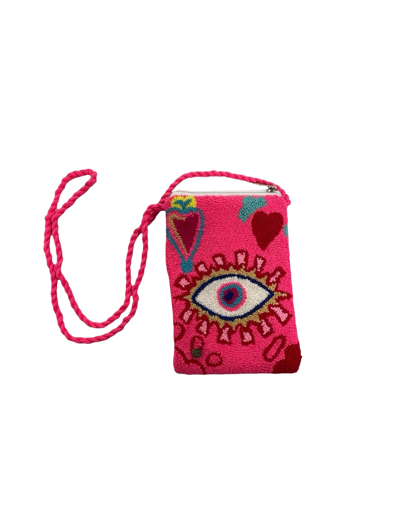 Pink Evil Eye Wayuu Phone Holder