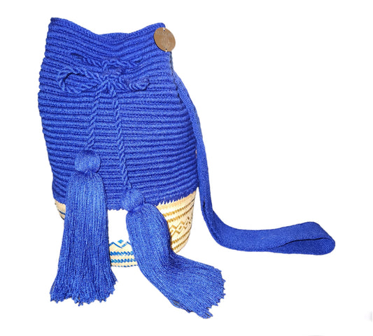 Blue Rey Basket Wayuu Bag