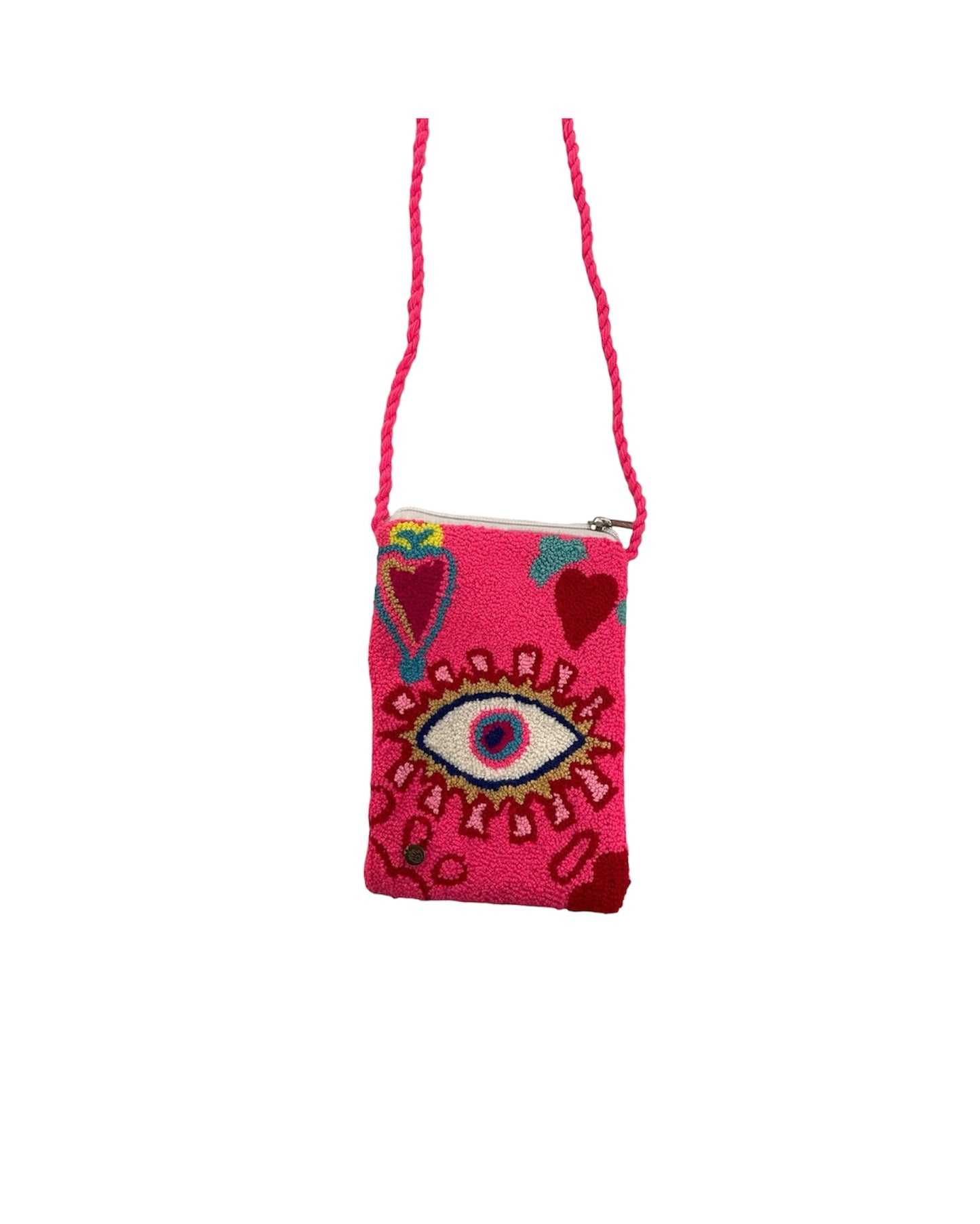 Pink Evil Eye Wayuu Phone Holder