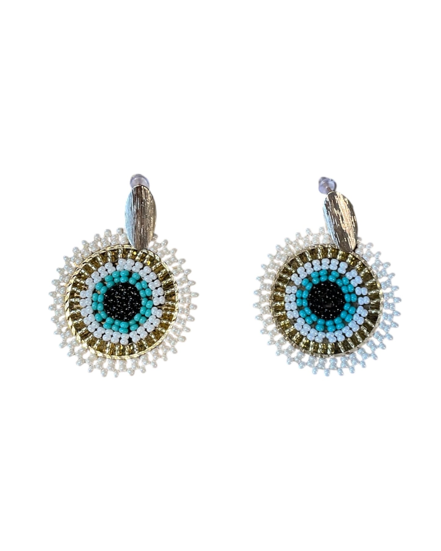 White Evil Eye Earings