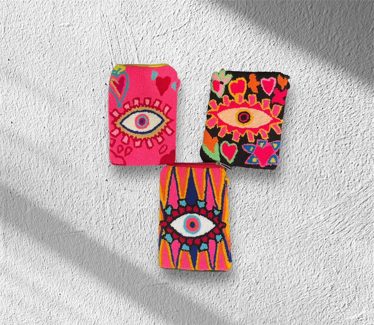 Pink Evil Eye Wayuu Phone Holder