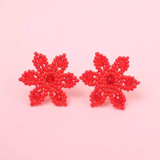 Red Flor Earings