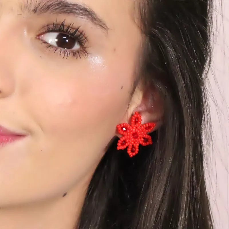 Red Flor Earings