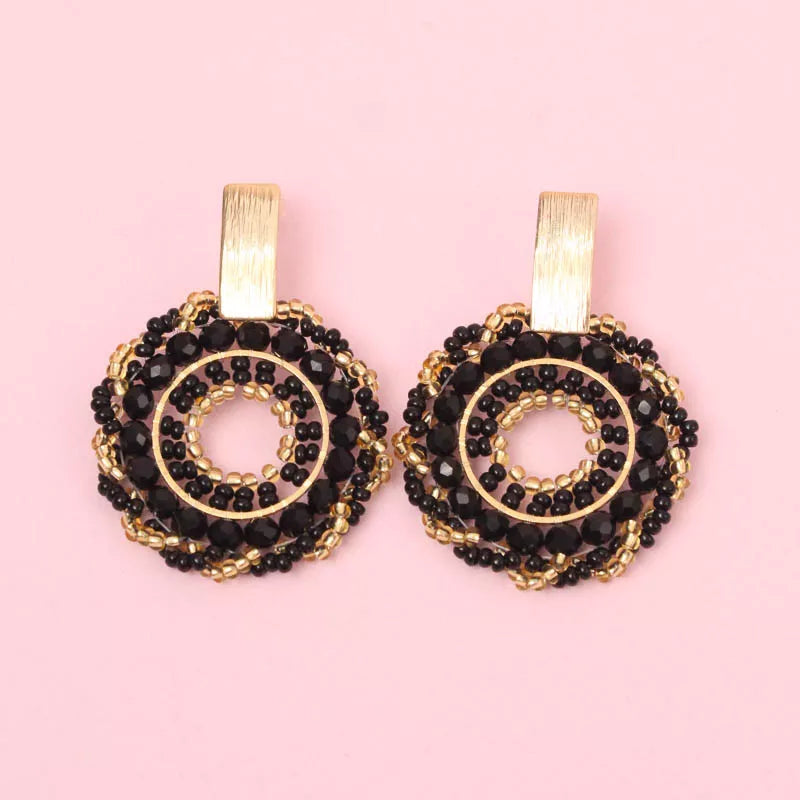 Boucles d'oreilles Mandala Soleil Noir