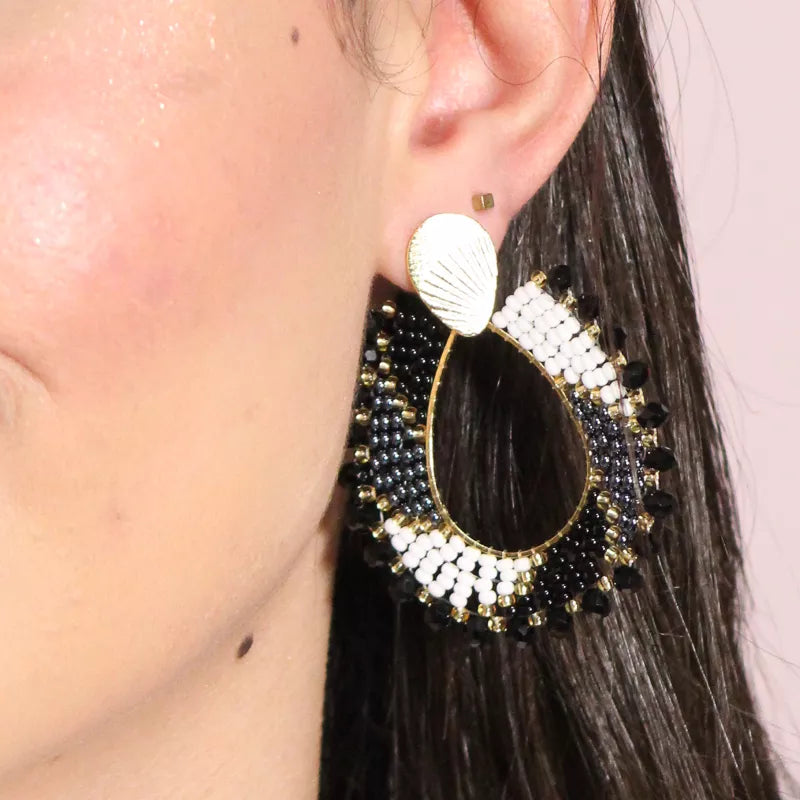 Black and White Mandala Earings