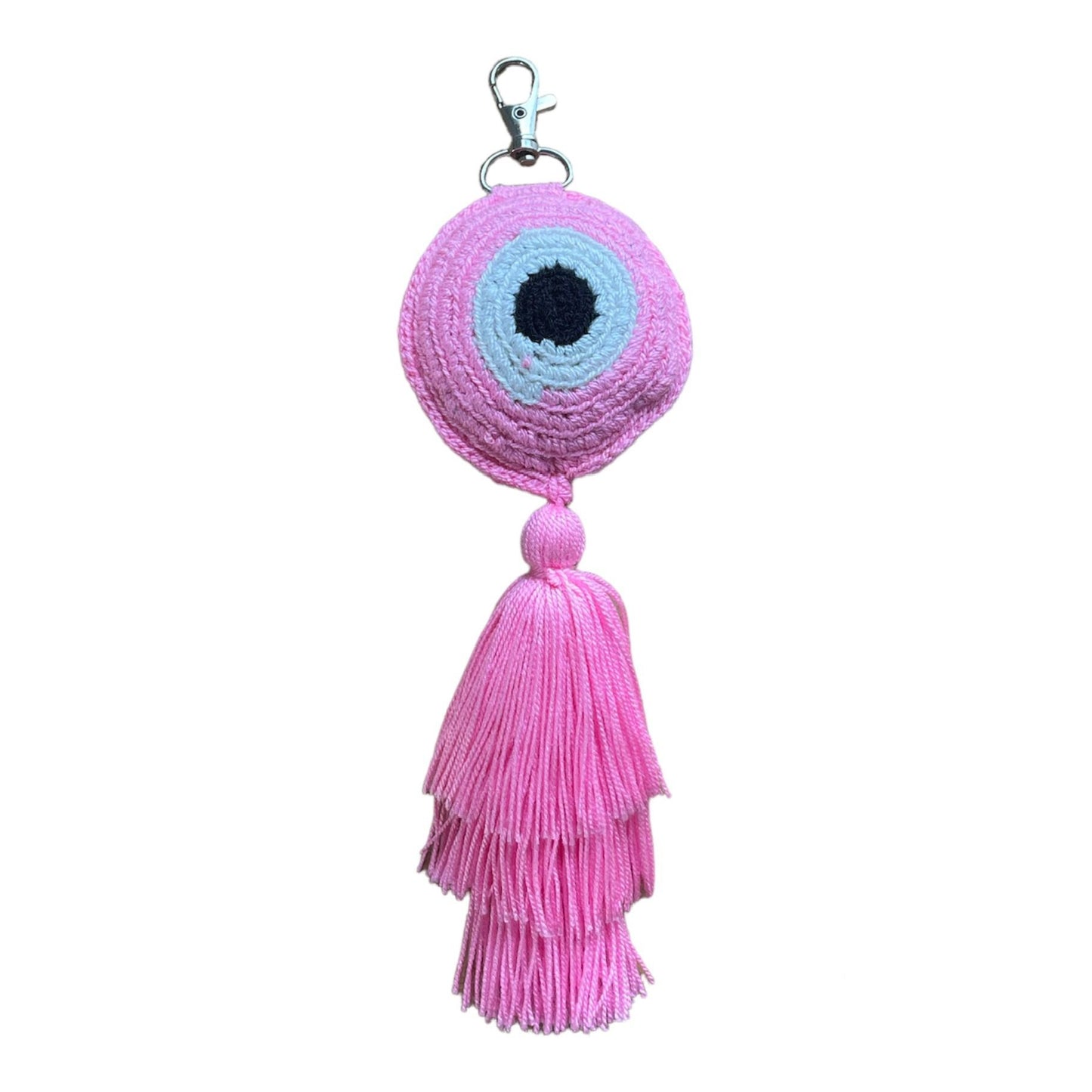 Pink Evil Eye Keychain - Tassel